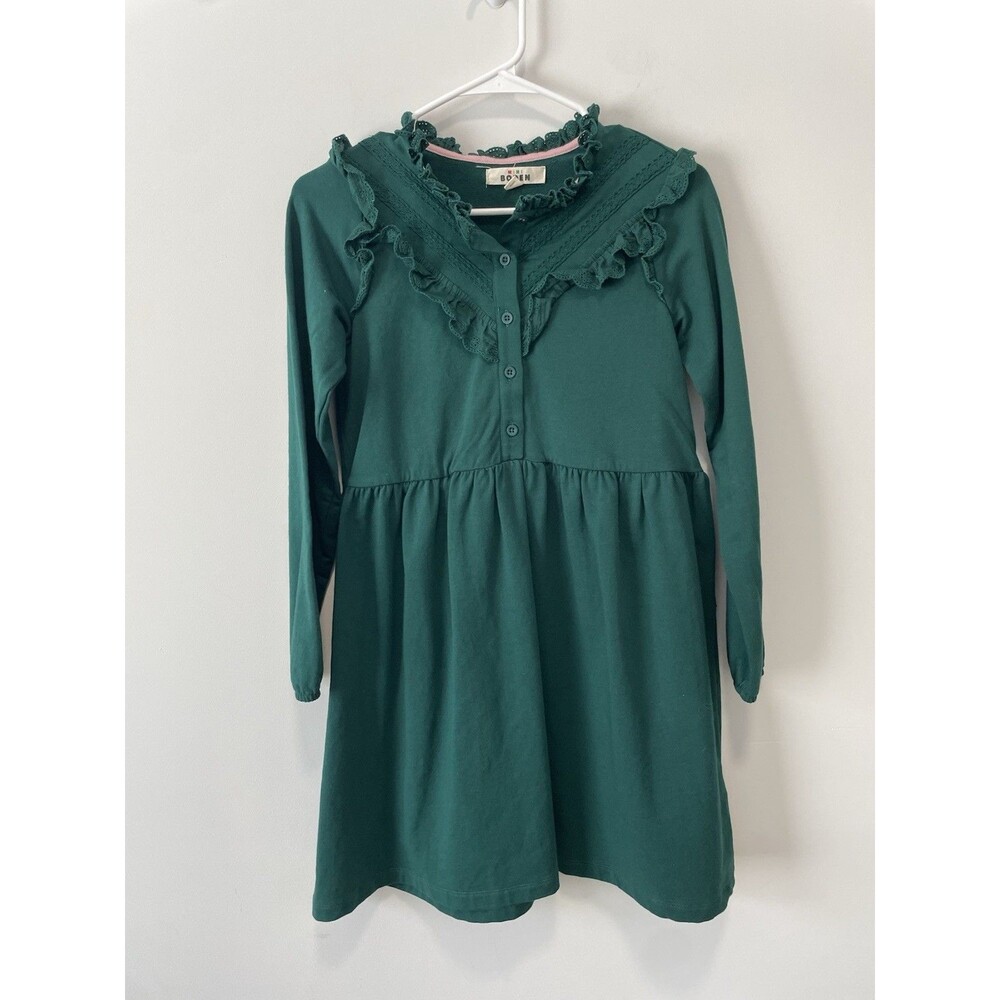 Mini Biden Green Lace Trim Sweatshirt Dress 11-12 Years Holiday Party Casual